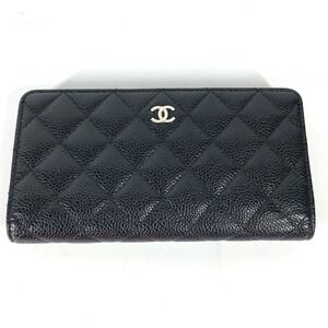 CHANEL Black Caviar Leather Logo Wallet